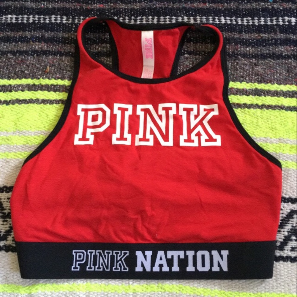PINK Red Halter Sports Bra Size Small
